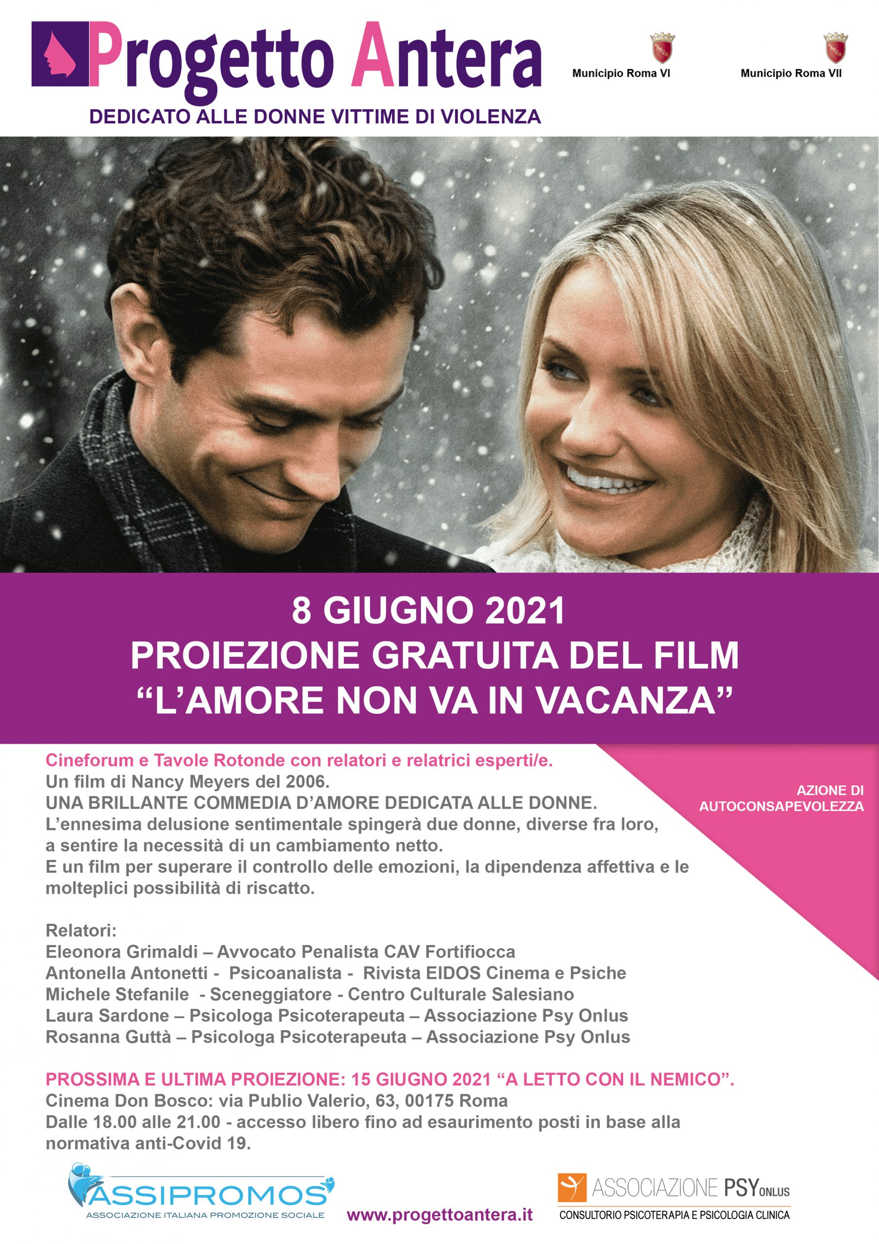 Cineforum Progetto Antera – Proiezione gratuita “L’amore non va in vacanza”