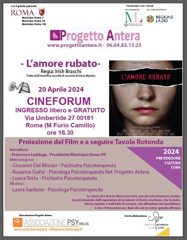 Cineforum Progetto Antera – L’Amore Rubato