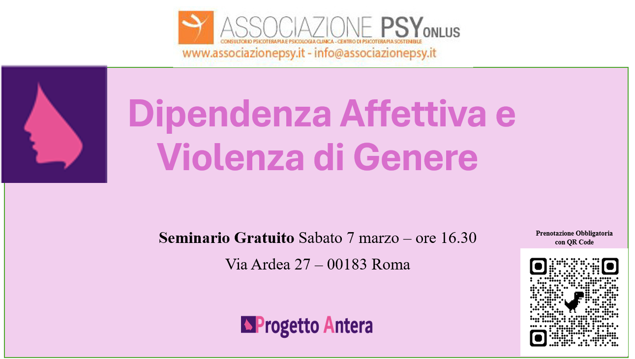Seminario “Dipendenza Affettiva nelle relazioni e violenza di Genere”